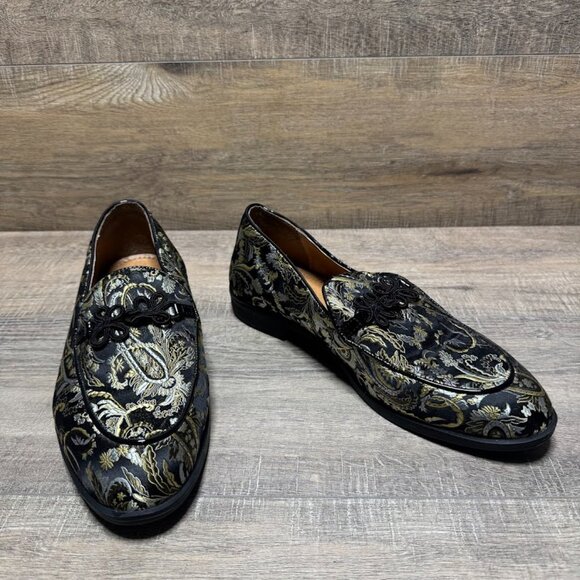 Topman Askew Brocade Black/Gold Loafers Men's Size EU 42 - Picture 5 of 6